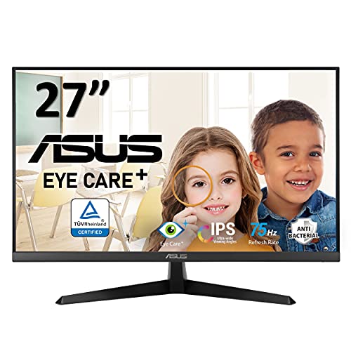 ASUS モニター Eye Care VY279HE 27インチ/フルHD/IPS/抗菌加工/75Hz/1ms/HDMI,VGA/ブルーライト軽減/休憩リマインダー/フリッカフリー/V
