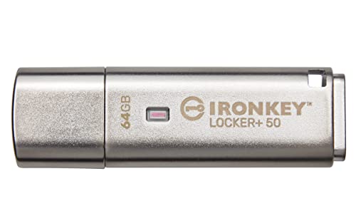 Kingston Ironkey Locker+ 50 64GB Encrypted USB Flash Drive USB 3.2 Gen 1 XTS-AES Protection & TAA Compliant Multi