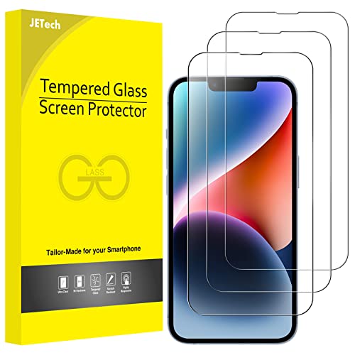 JEDirect iPhone 14 6.1インチ用 全面保護フィルム 9H強化ガラスフィルム ケースに干渉なし HDクリア 3枚セット