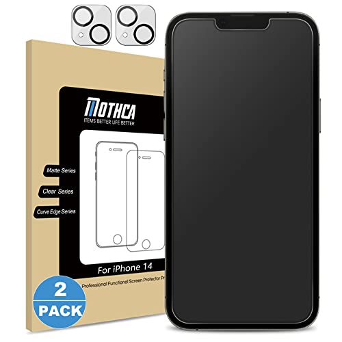 Mothca アンチグレア iPhone 14 ガラスフィルム (2枚)＋iPhone 14 カメラフィルム(2枚) 強化ガラス 液晶保護フィルム ゲームフィルム サ