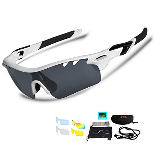 VILISUN 偏光スポーツサングラス UV400 軽量 偏光レンズ スポーツグラス 交換レンズ5枚 釣り 自転車 野球 ゴルフ ランニング ドライブ 登