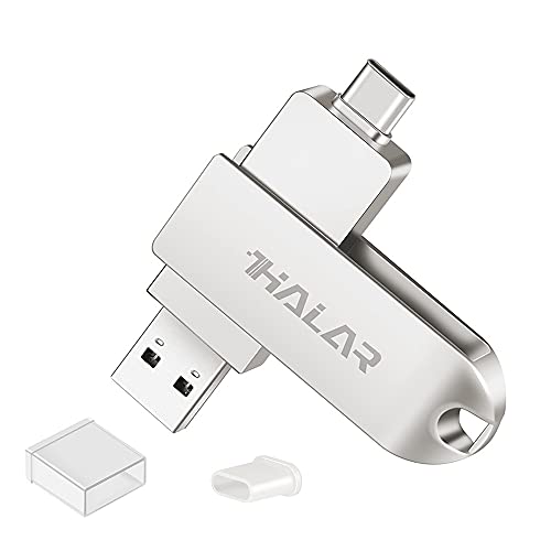 Thkailar USBメモリ128GB 2 In 1 Type C フラッシュメモリ USB3.0/USB 3.1 高速転送メモリースティック 360°回転 亜鉛合金 USB Cメモリ