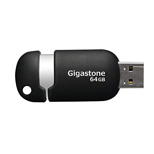 Gigastone V10 64GB USBメモリ USB 2.0 キャップレス タイプ スライド式 ブラック