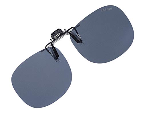 日本製 偏光 前掛け クリップ 式 サングラス メガネの上から 紫外線カット UVカット 大きめ 超軽量 跳ね上げ式 男女兼用 キーパー 9311