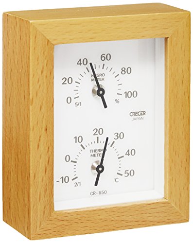 クレセル 天然木 温度計・湿度計 アナログ CR-650W