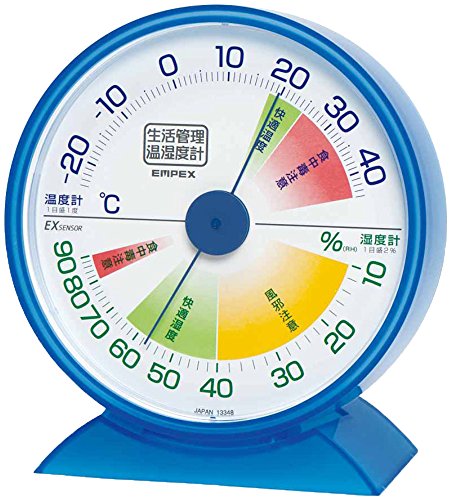 エンペックス気象計 温度計・湿度計 クリアブルー (約)H13.2×W12.1×D5.0cm