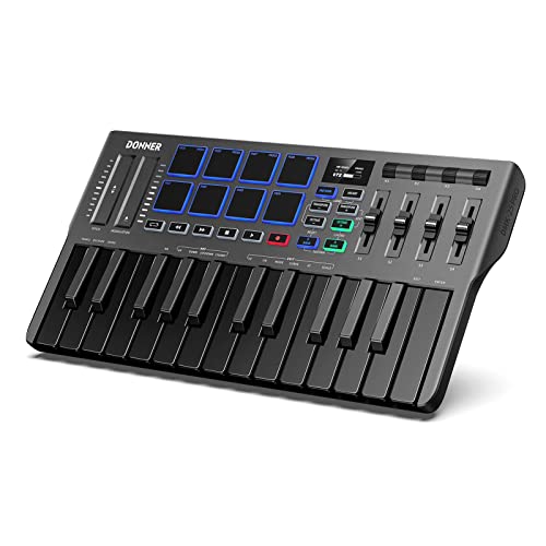Donner USB MIDI キーボード コントローラー 25鍵 ベロシティ対応 タッチ式スライダー OLEDスクリーン バックライト付パッド 音楽制作 Ma