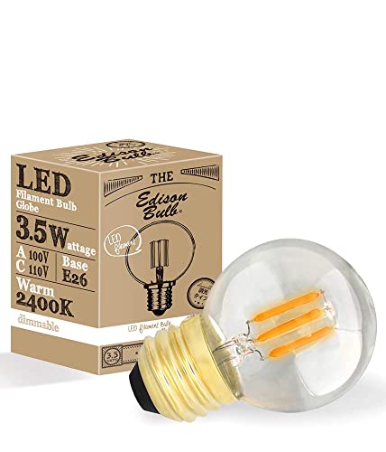 E26 調光器対応 エジソンバルブ LED電球 (ミニGLOBEクリア) 電球色 3.5W 250lm 2400K エジソン電球 裸電球 アンティーク電球